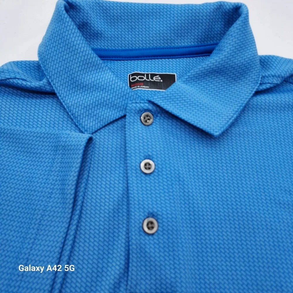 Bolle Men's Blue Textured Polo Shirt Short Sleeve Size‎ Medium